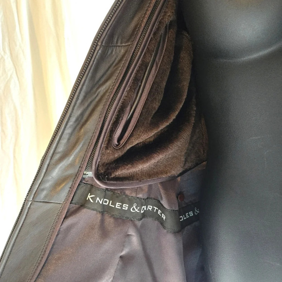 Chocolate Knoles & Carter Leather 3/4 Coat EUC 🍫 - Picture 10 of 15